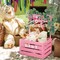 Large Wooden Baby Shower Crate Closet with Handle and Garland, 17.7inch Baby Shower Basket for Newborn Girl Boys Gifts Pregnancy New Parent(Pink)